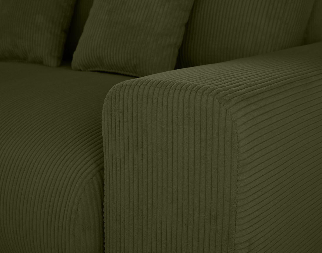 Module d'assise 3 places avec accoudoir droit en velours côtelé Garance