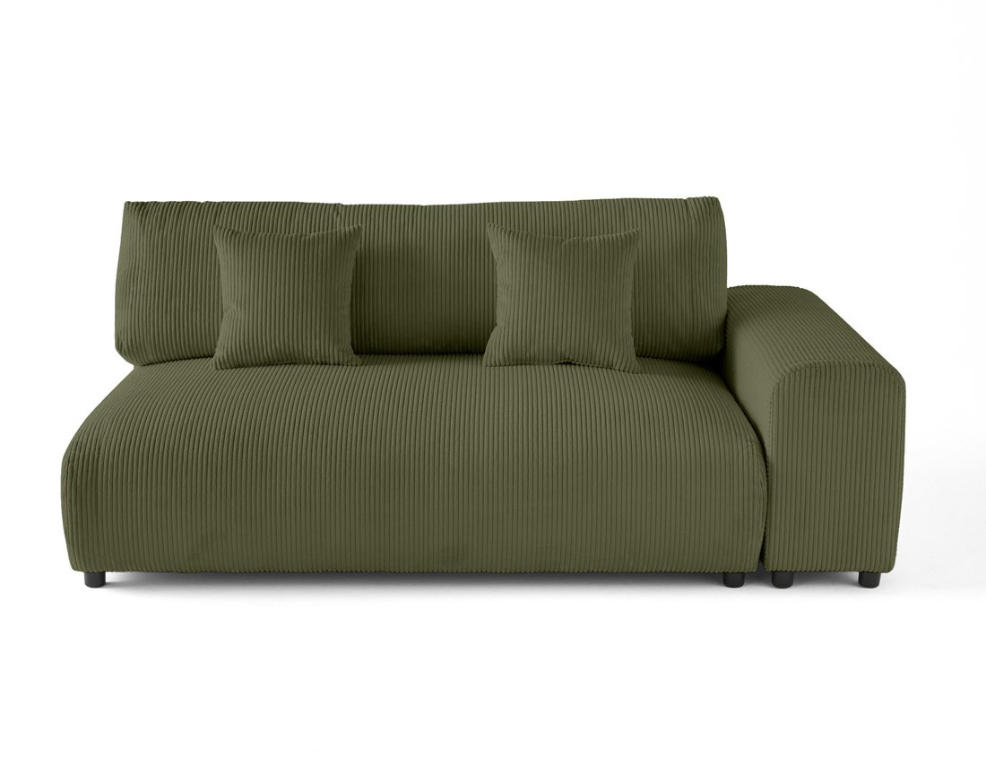 Module d'assise 3 places avec accoudoir droit en velours côtelé Garance