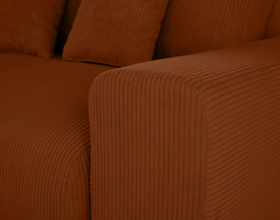 Module d'assise 3 places avec accoudoir droit en velours côtelé Garance