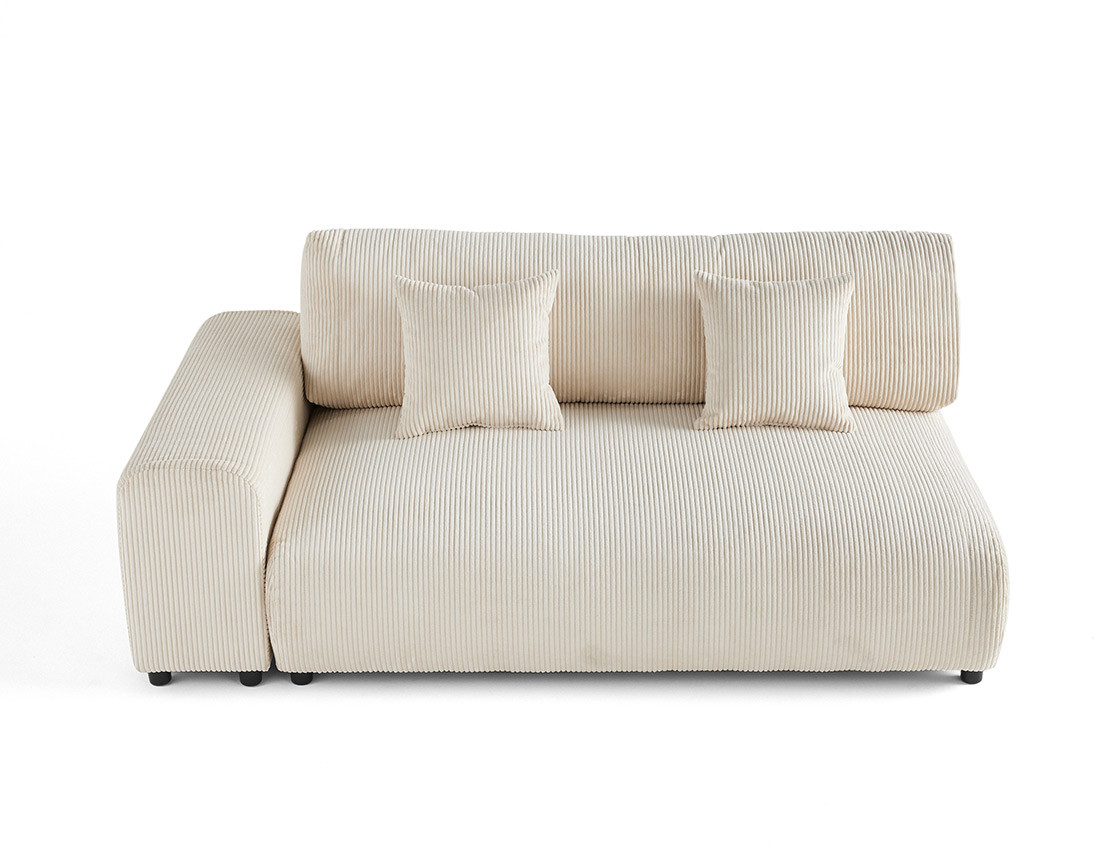 Module d'assise 3 places avec accoudoir gauche en velours côtelé Garance