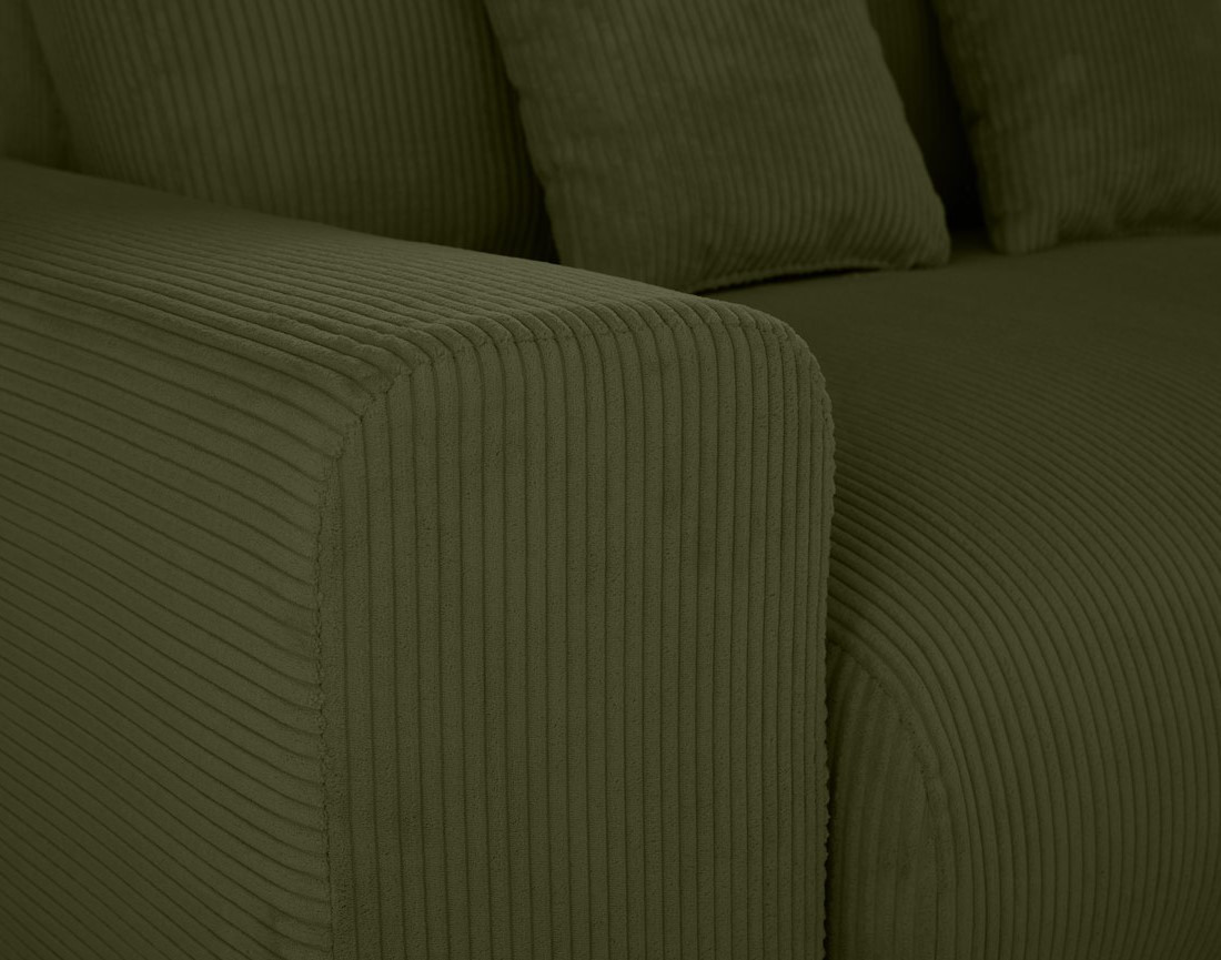 Module d'assise 3 places avec accoudoir gauche en velours côtelé Garance