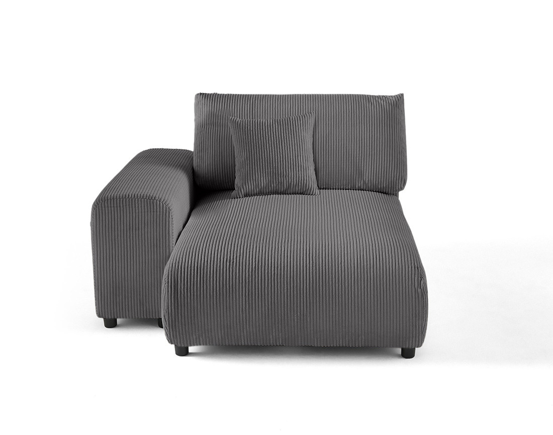 Module d'assise méridienne gauche en velours côtelé Garance