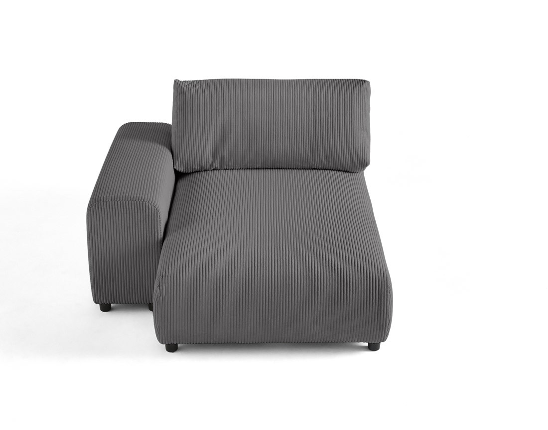 Module d'assise méridienne gauche en velours côtelé Garance