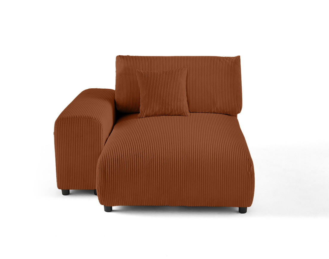 Module d'assise méridienne gauche en velours côtelé Garance