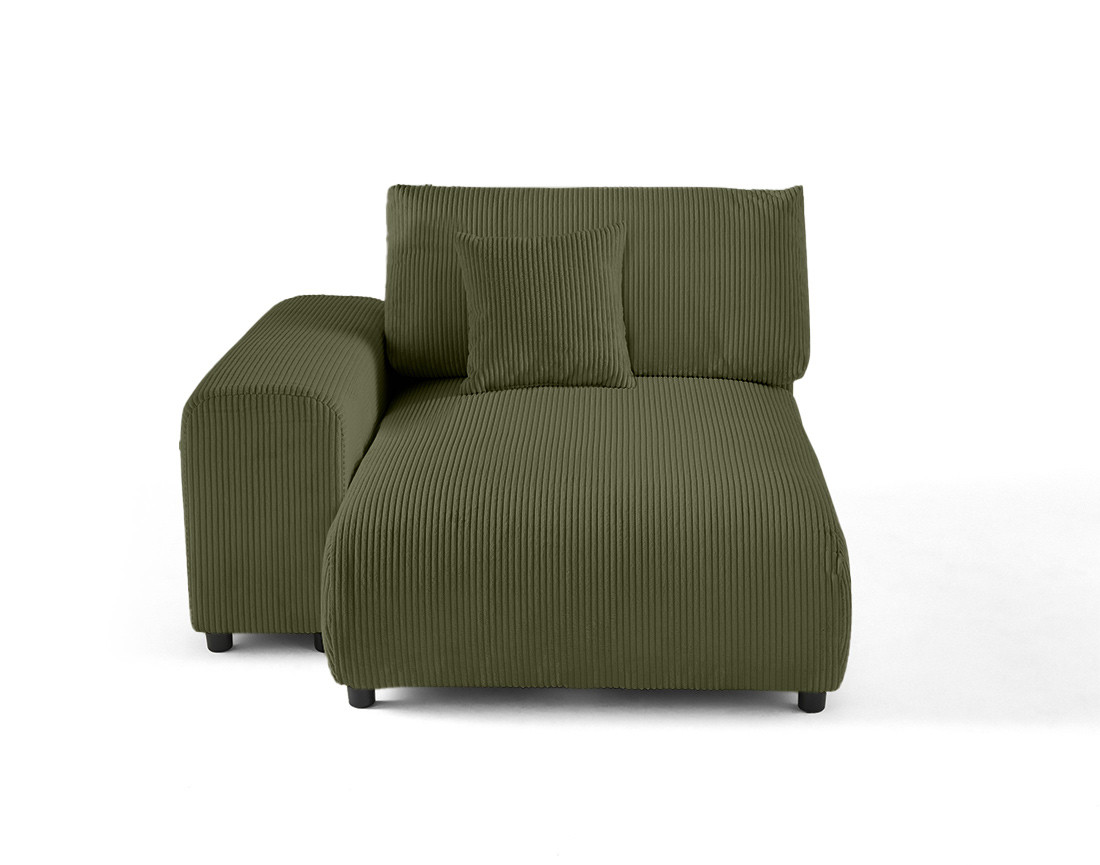 Module d'assise méridienne gauche en velours côtelé Garance