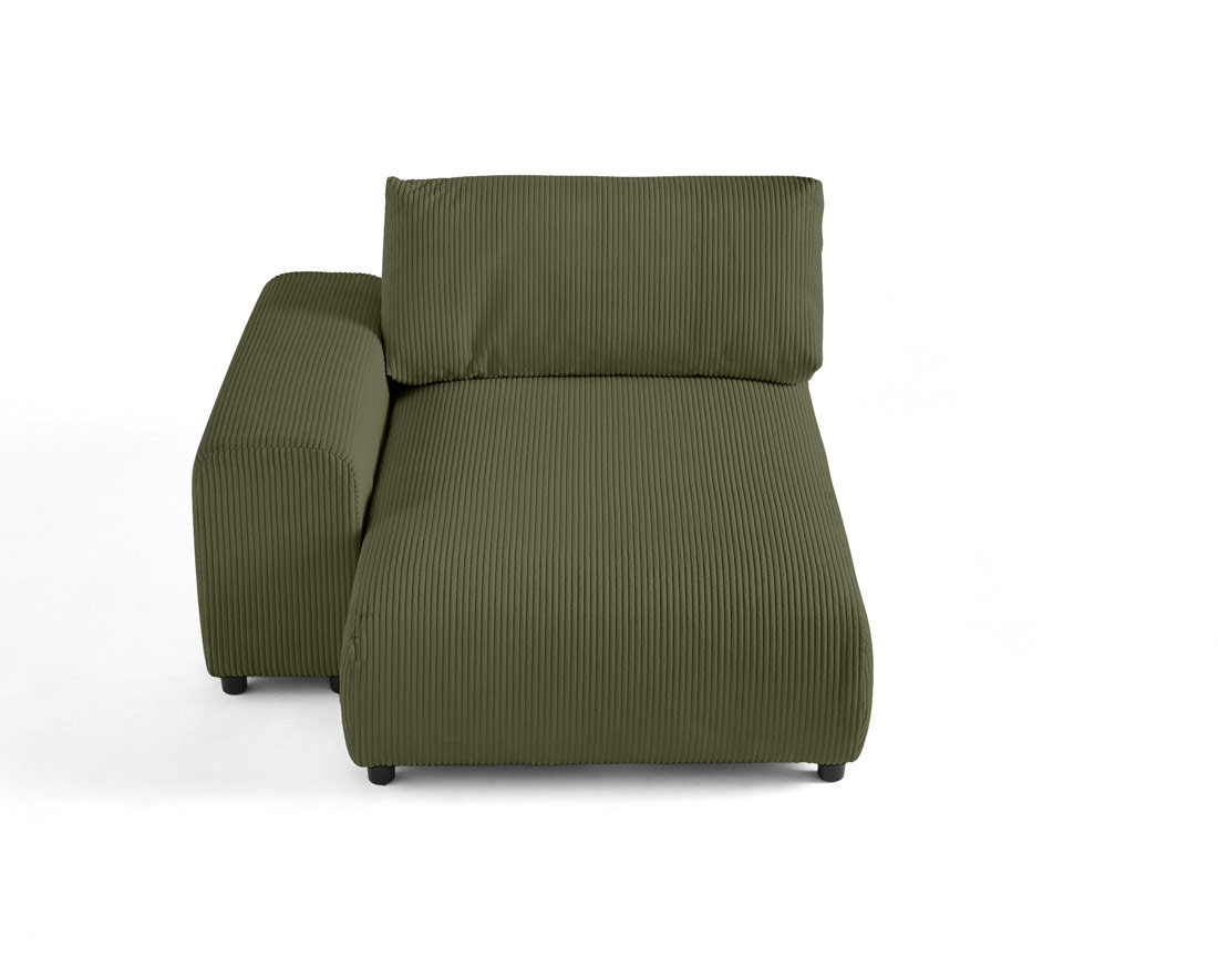 Module d'assise méridienne gauche en velours côtelé Garance