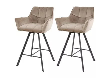 Lot de 2 tabourets rotatifs en velours taupe Hatti