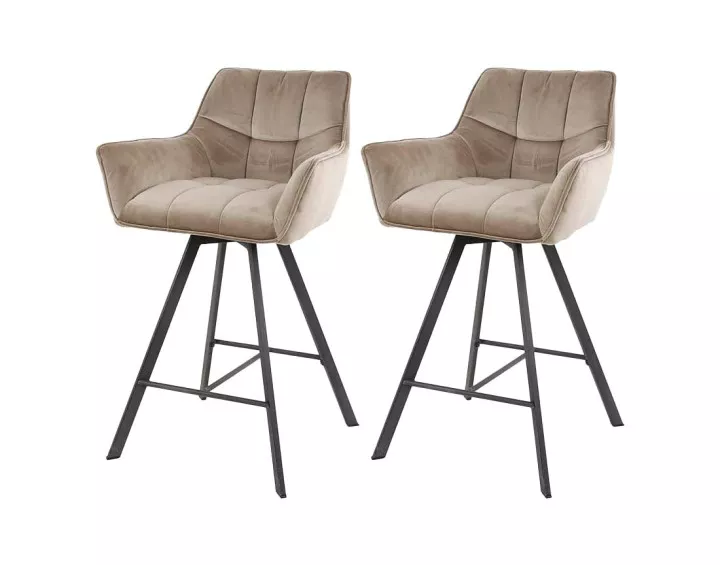 Lot de 2 tabourets rotatifs en velours taupe Hatti