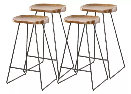 Lot de 4 tabourets de bar en bois massif d'acacia Soraya