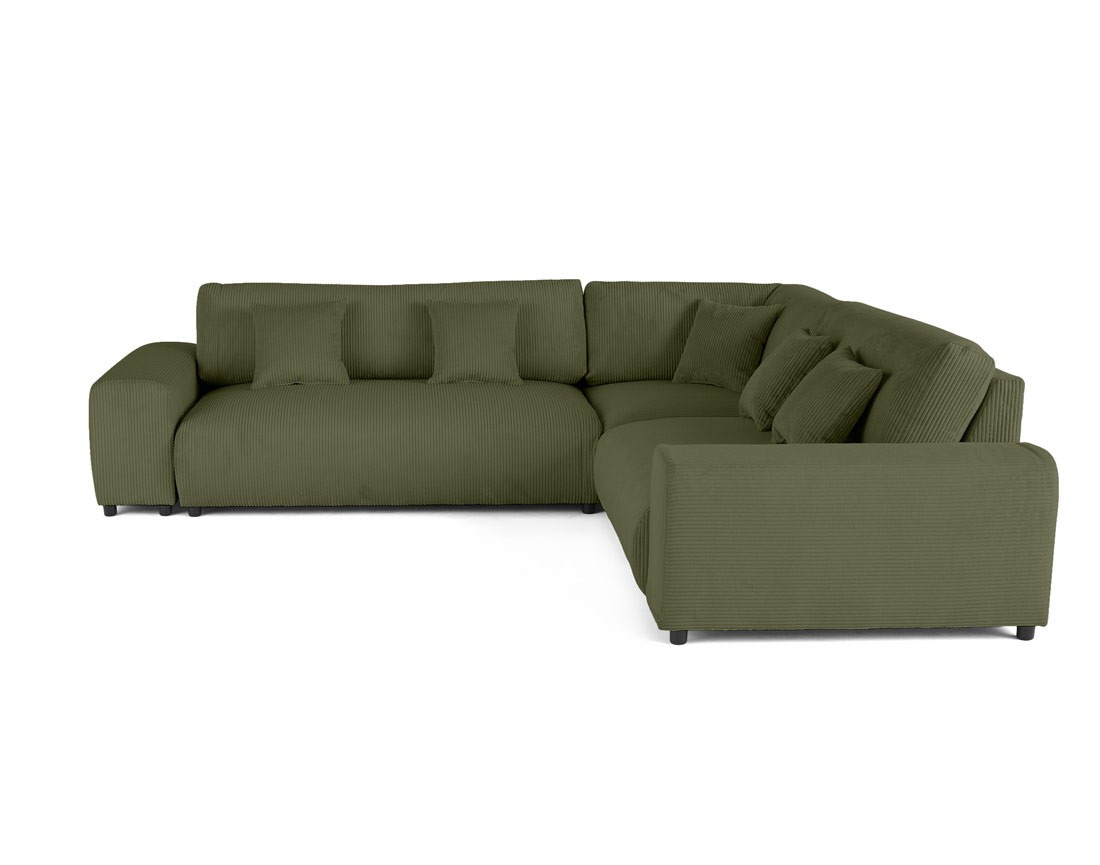 Canapé modulable d'angle droit 5 places en velours côtelé Garance