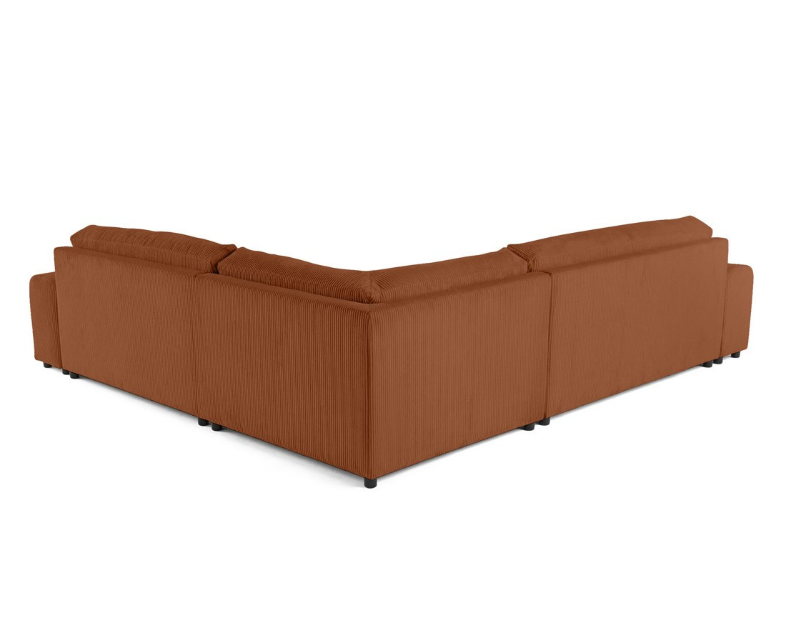 Canapé modulable d'angle droit 5 places en velours côtelé Garance