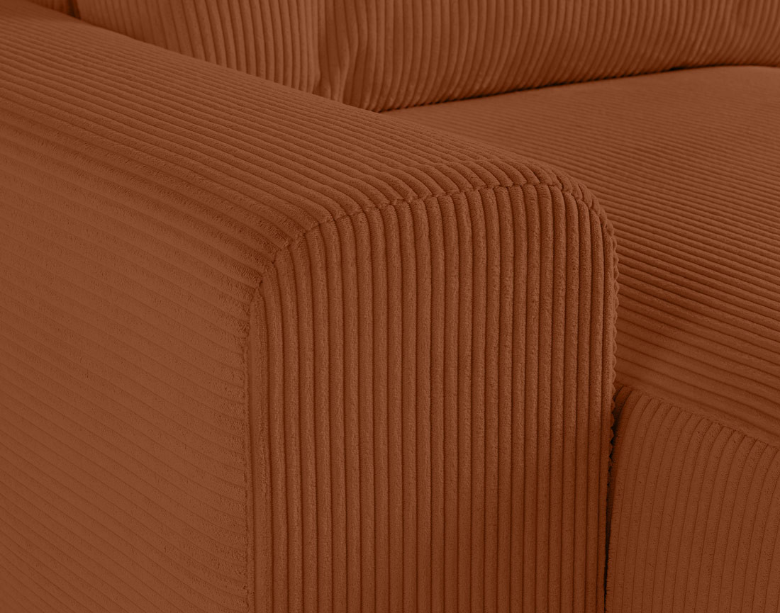 Canapé modulable d'angle droit 5 places en velours côtelé Garance