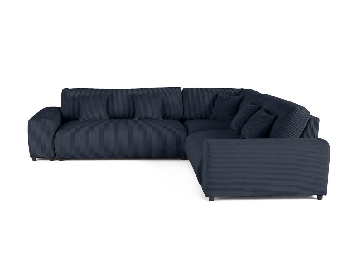 Canapé modulable d'angle droit 5 places en velours côtelé Garance