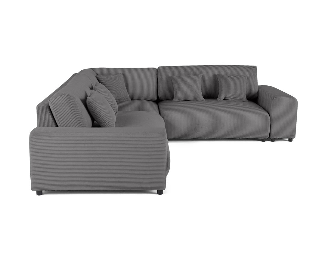 Canapé modulable d'angle droit 5 places en velours côtelé Garance
