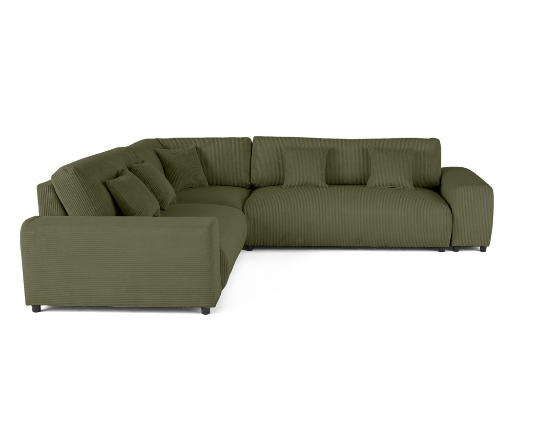 Canapé modulable d'angle gauche 5 places en velours côtelé Garance