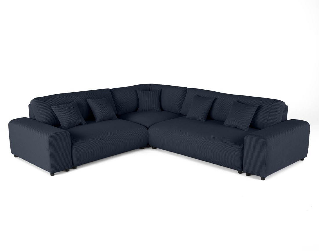 Canapé modulable d'angle gauche 5 places en velours côtelé Garance