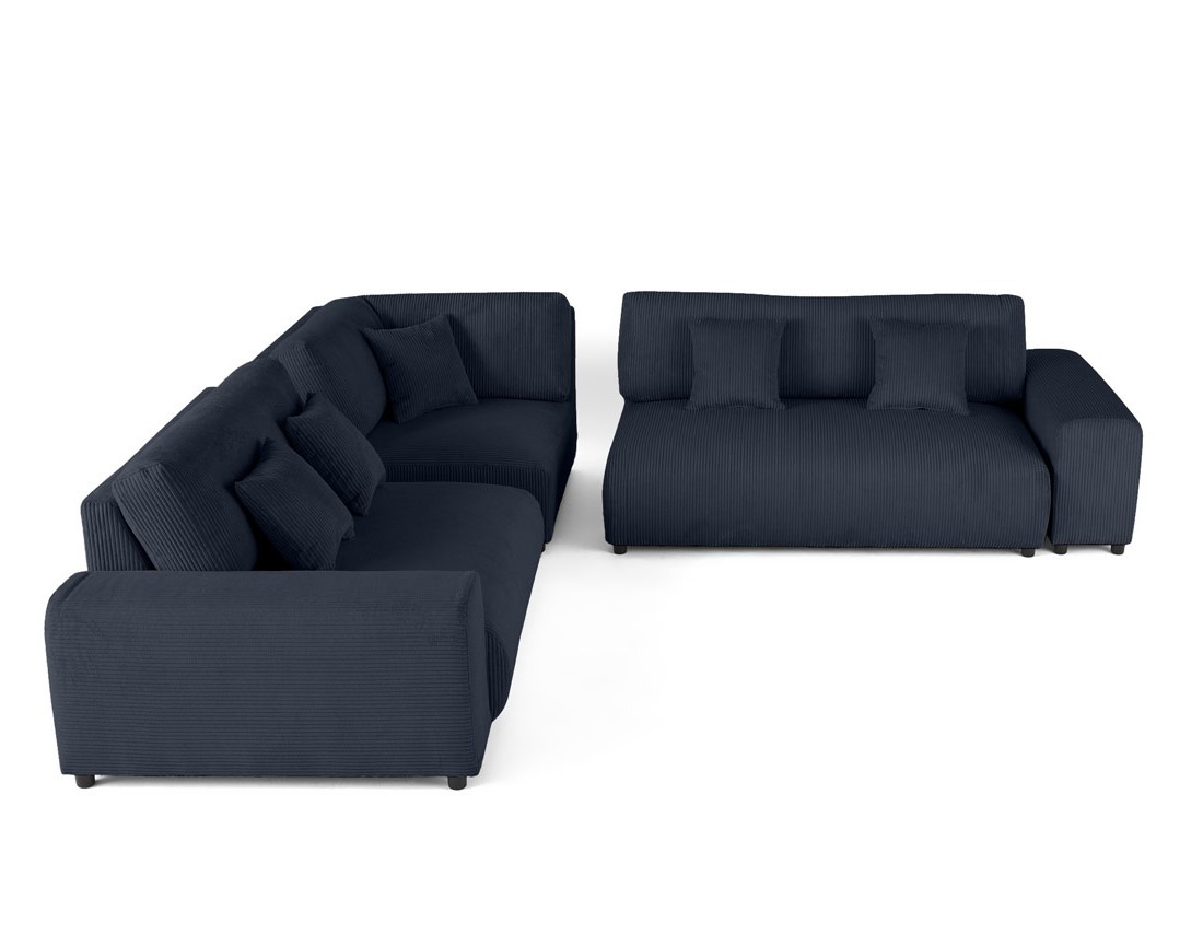Canapé modulable d'angle gauche 5 places en velours côtelé Garance