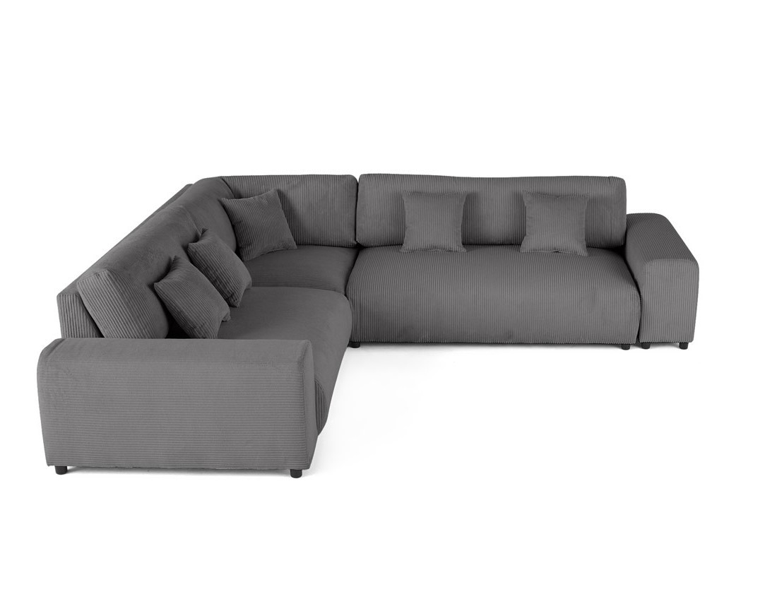 Canapé modulable d'angle gauche 5 places en velours côtelé Garance