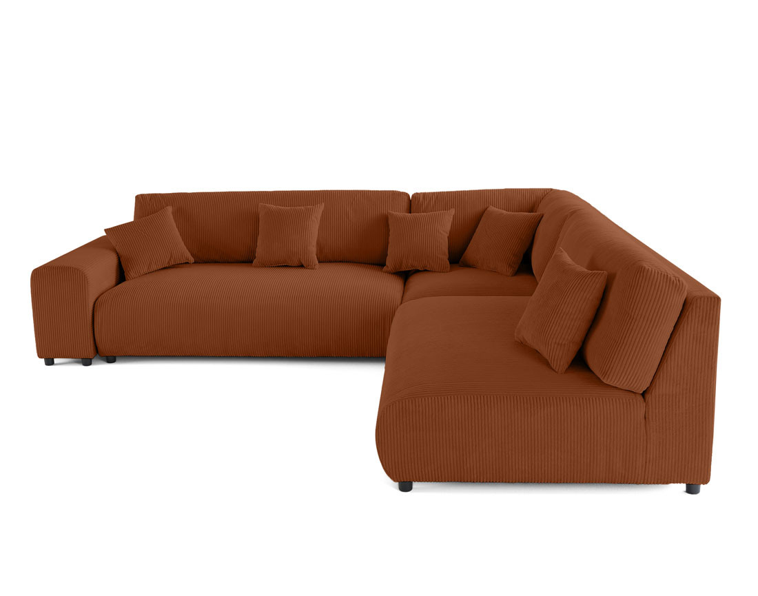 Canapé modulable d'angle droit 6 places en velours côtelé Garance