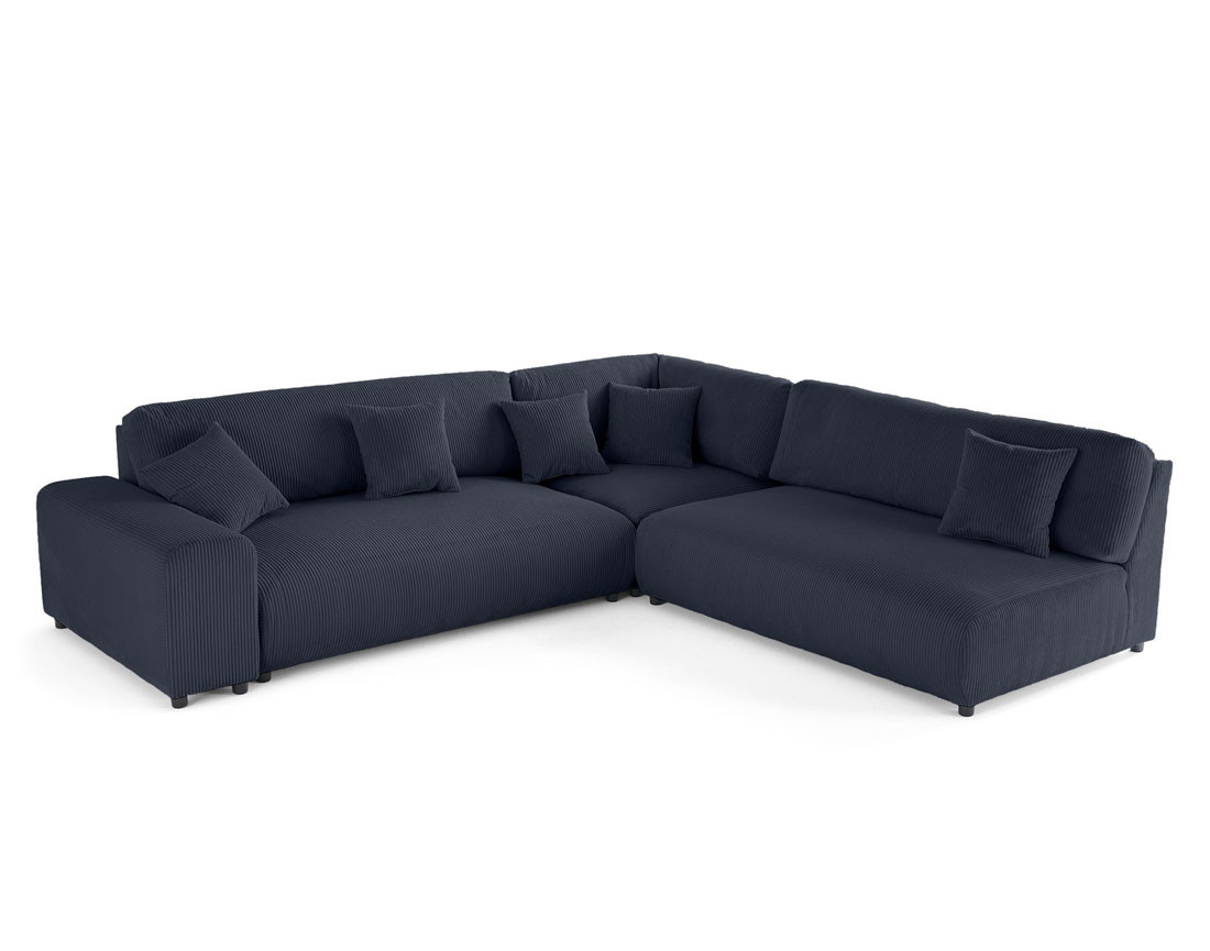 Canapé modulable d'angle droit 6 places en velours côtelé Garance