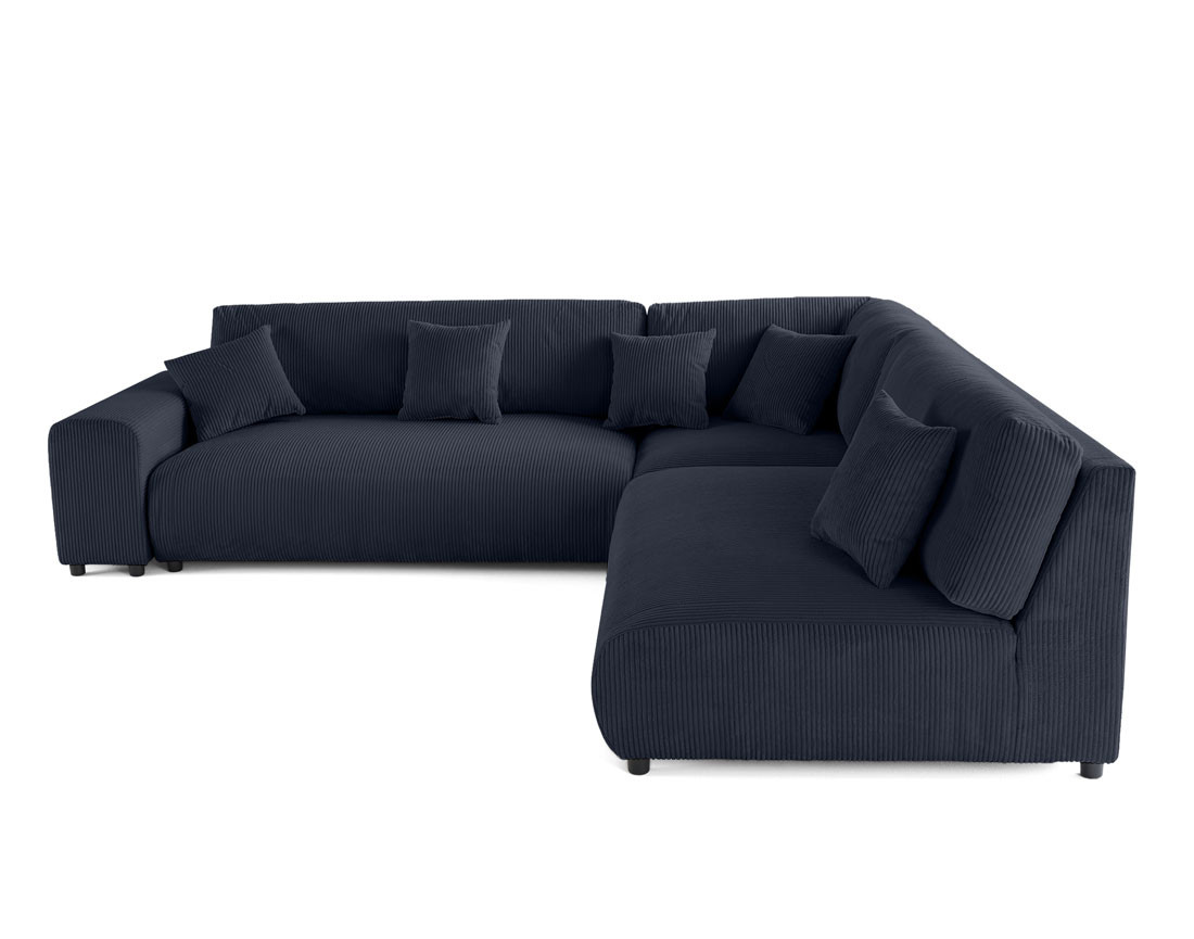 Canapé modulable d'angle droit 6 places en velours côtelé Garance