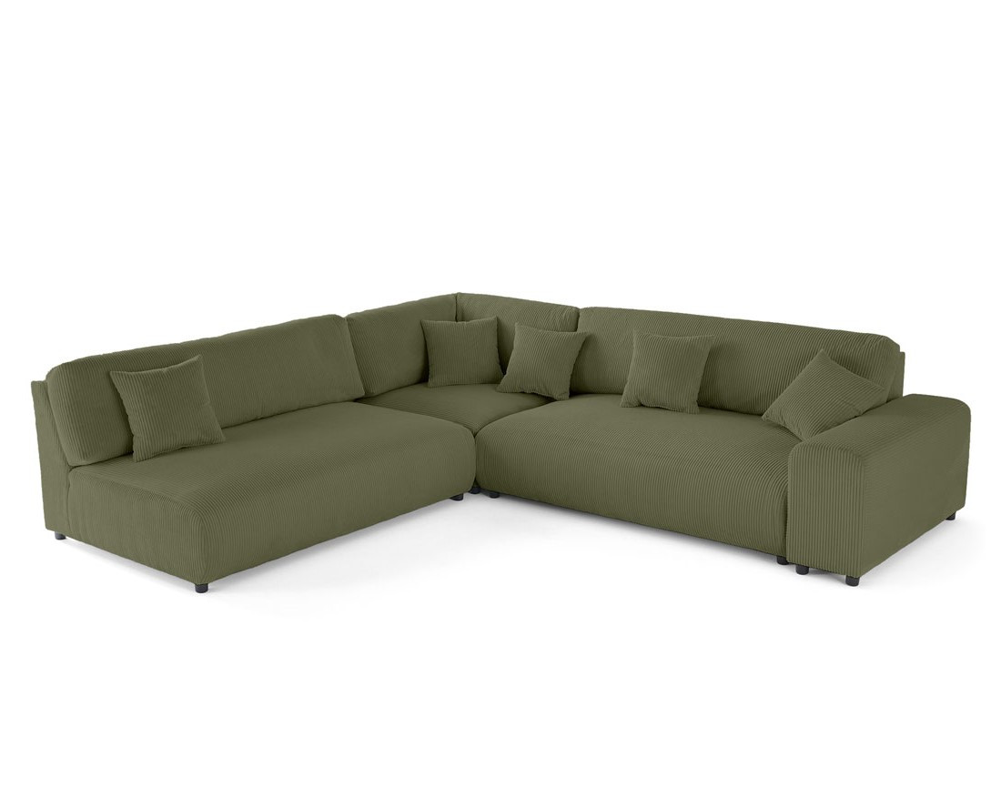 Canapé modulable d'angle gauche 6 places en velours côtelé Garance