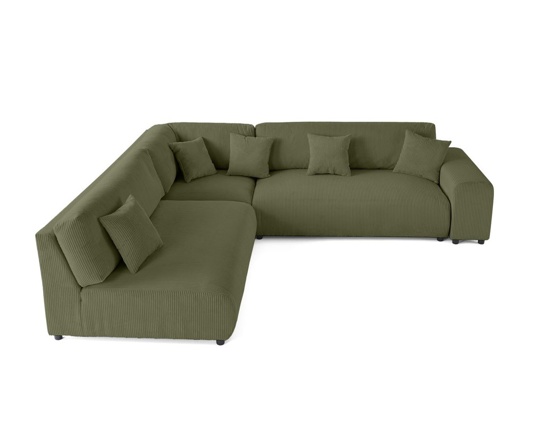Canapé modulable d'angle gauche 6 places en velours côtelé Garance