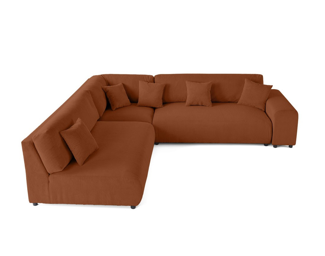 Canapé modulable d'angle gauche 6 places en velours côtelé Garance