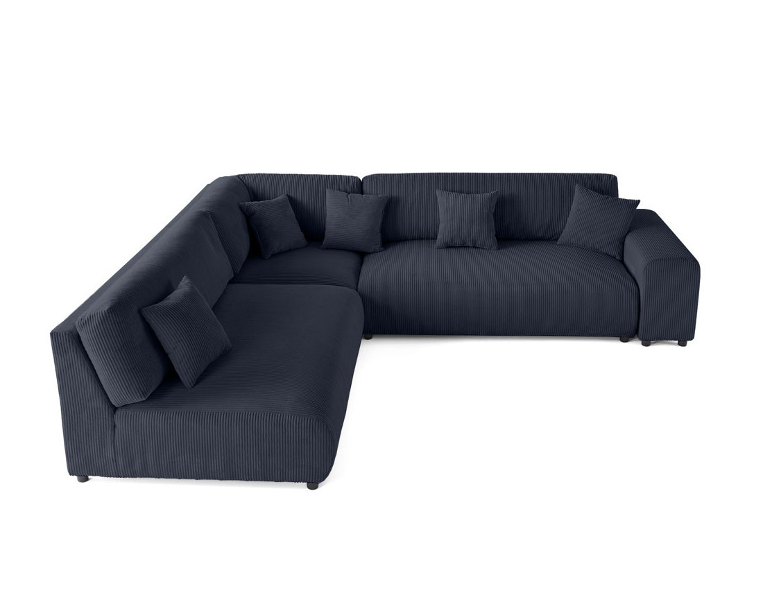 Canapé modulable d'angle gauche 6 places en velours côtelé Garance