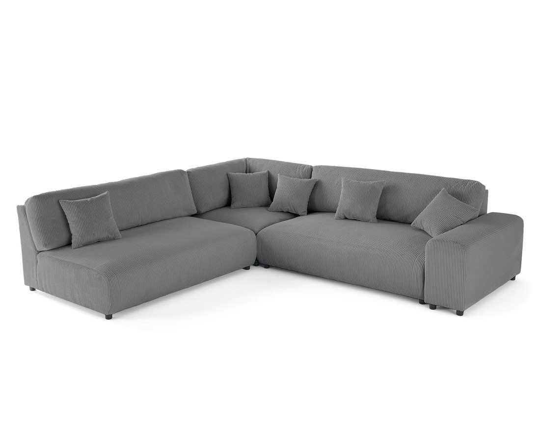 Canapé modulable d'angle gauche 6 places en velours côtelé Garance