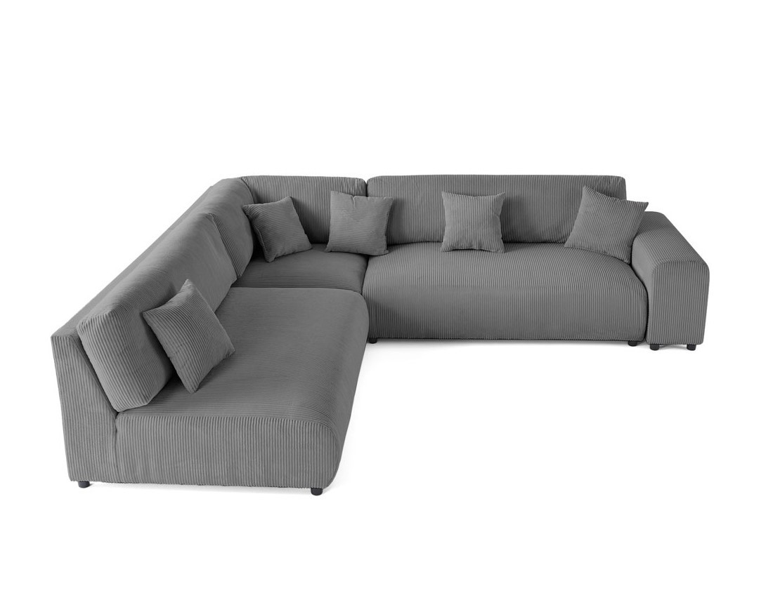 Canapé modulable d'angle gauche 6 places en velours côtelé Garance