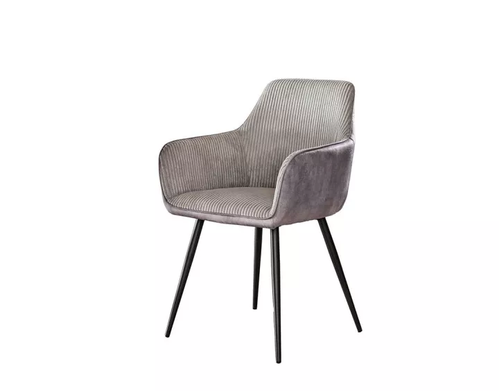 Lot de 2 fauteuils en velours côtelé et velours gris Lormi