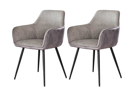 Lot de 2 fauteuils en velours côtelé et velours gris Lormi