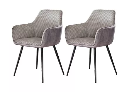 Lot de 2 fauteuils en velours côtelé et velours gris Lormi