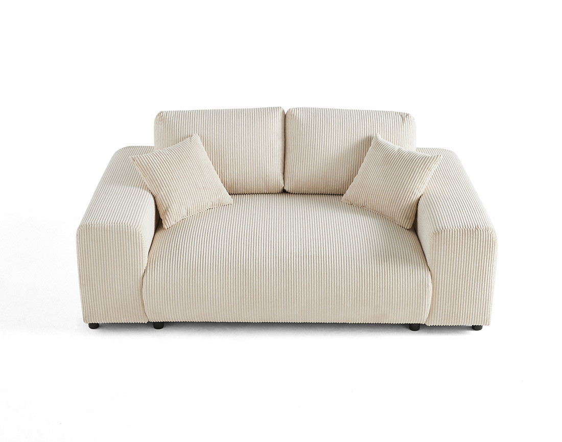 Canapé droit 2 places en velours côtelé Garance
