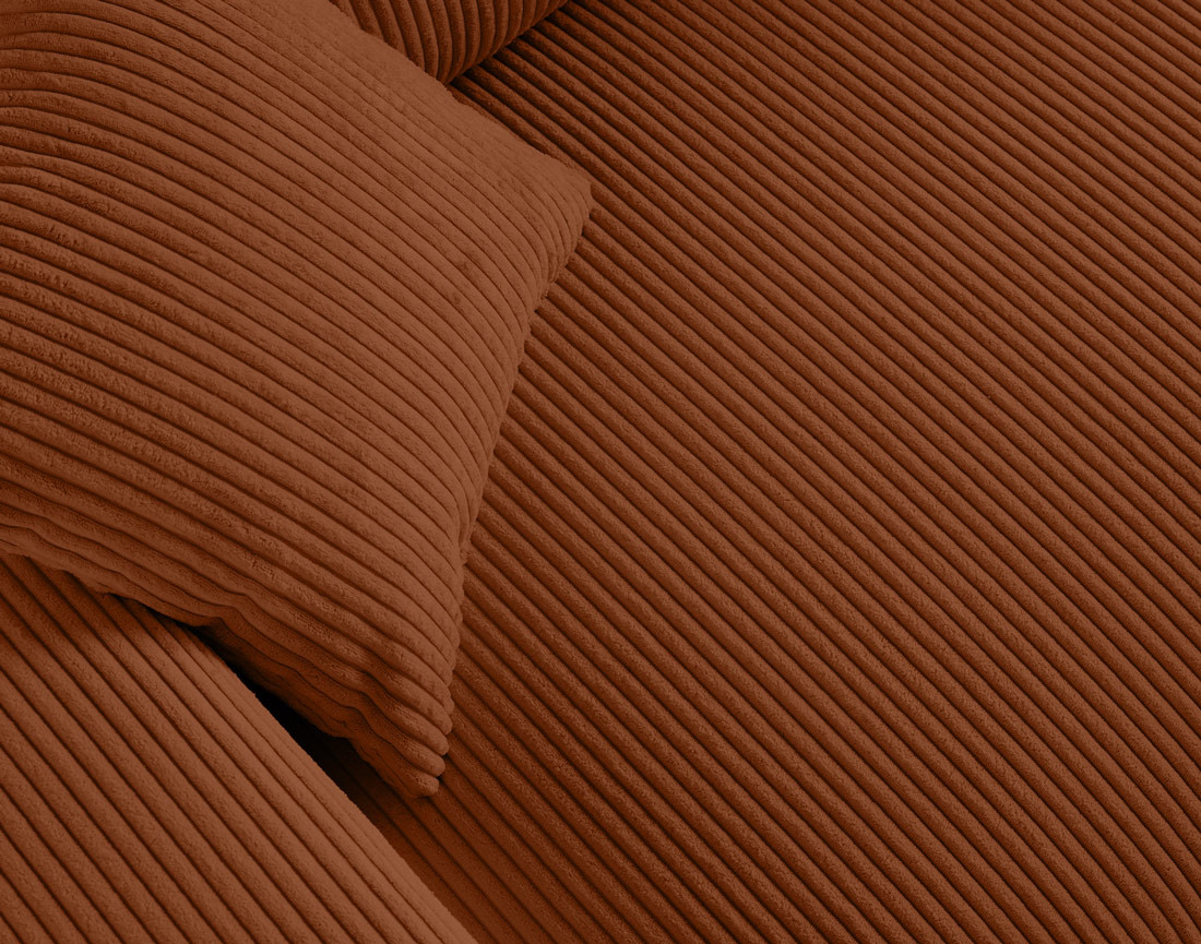 Canapé droit 2 places en velours côtelé Garance