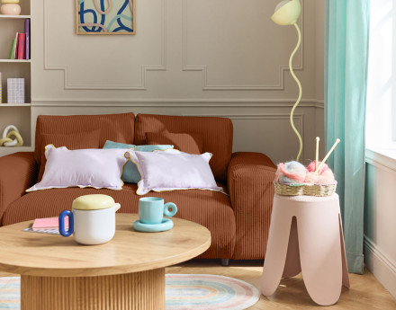 Canapé droit 2 places en velours côtelé Garance