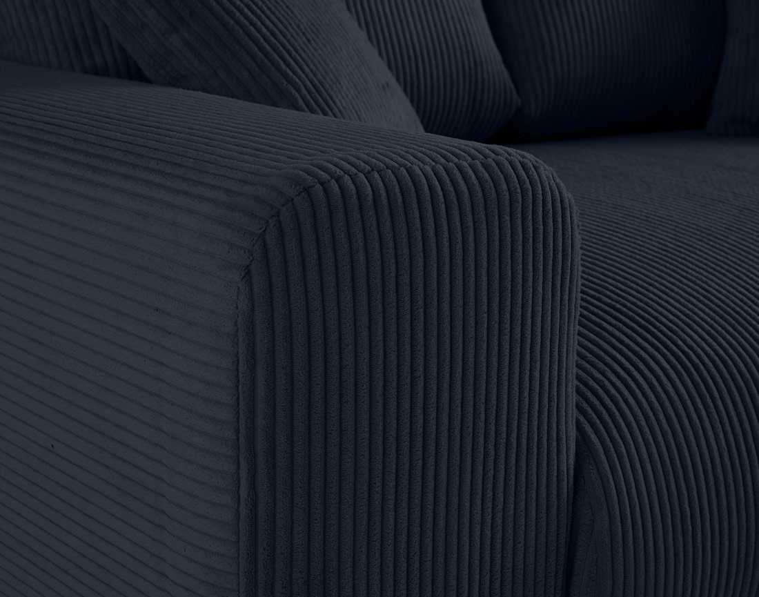 Canapé droit 2 places en velours côtelé Garance