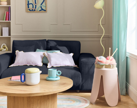 Canapé droit 2 places en velours côtelé Garance