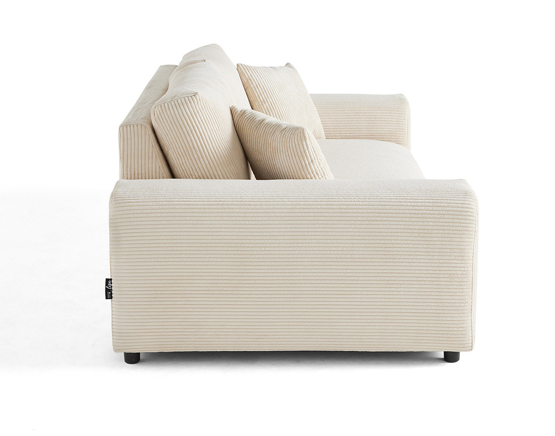 Canapé droit 3 places en velours côtelé Garance