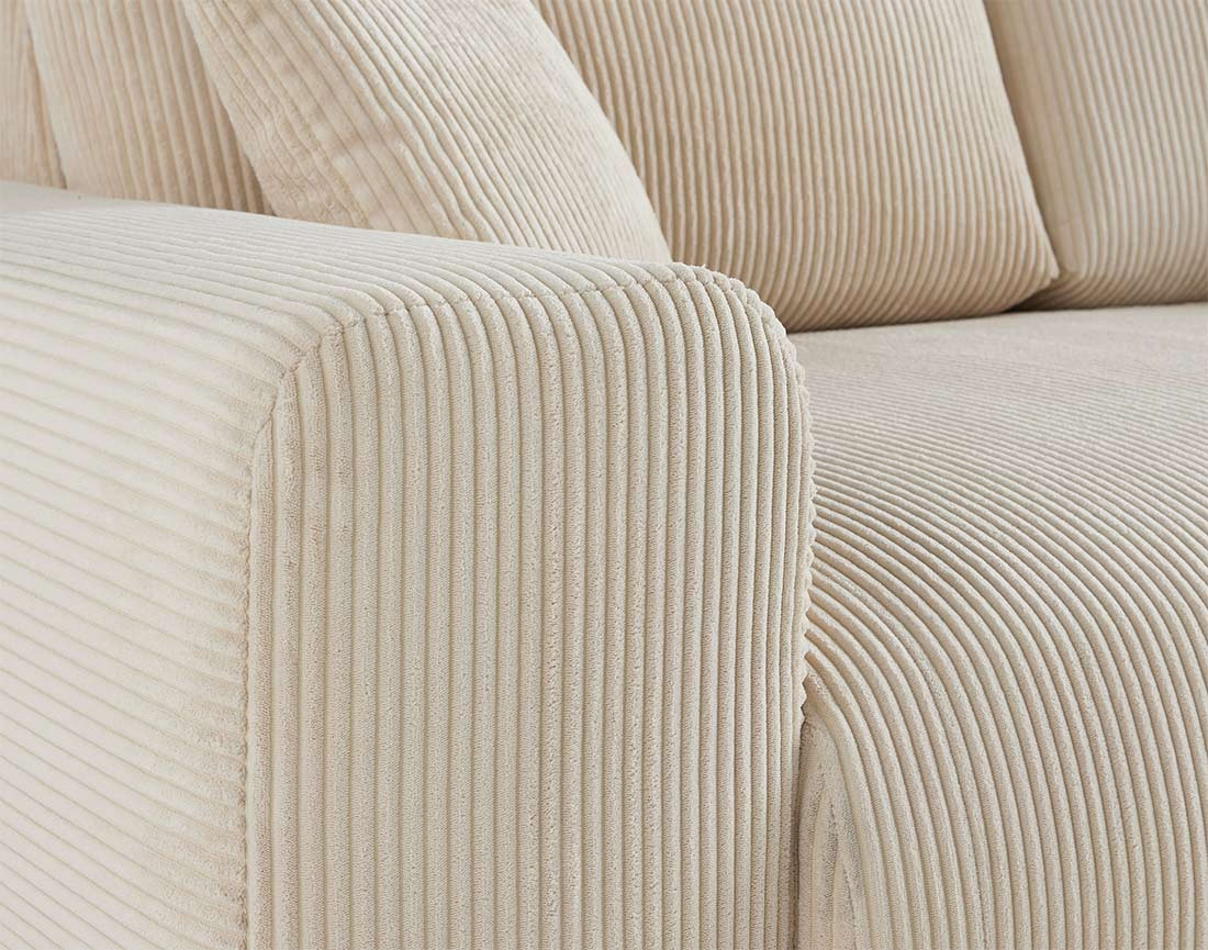 Canapé droit 3 places en velours côtelé Garance