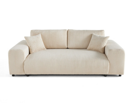 Canapé droit 3 places en velours côtelé Garance