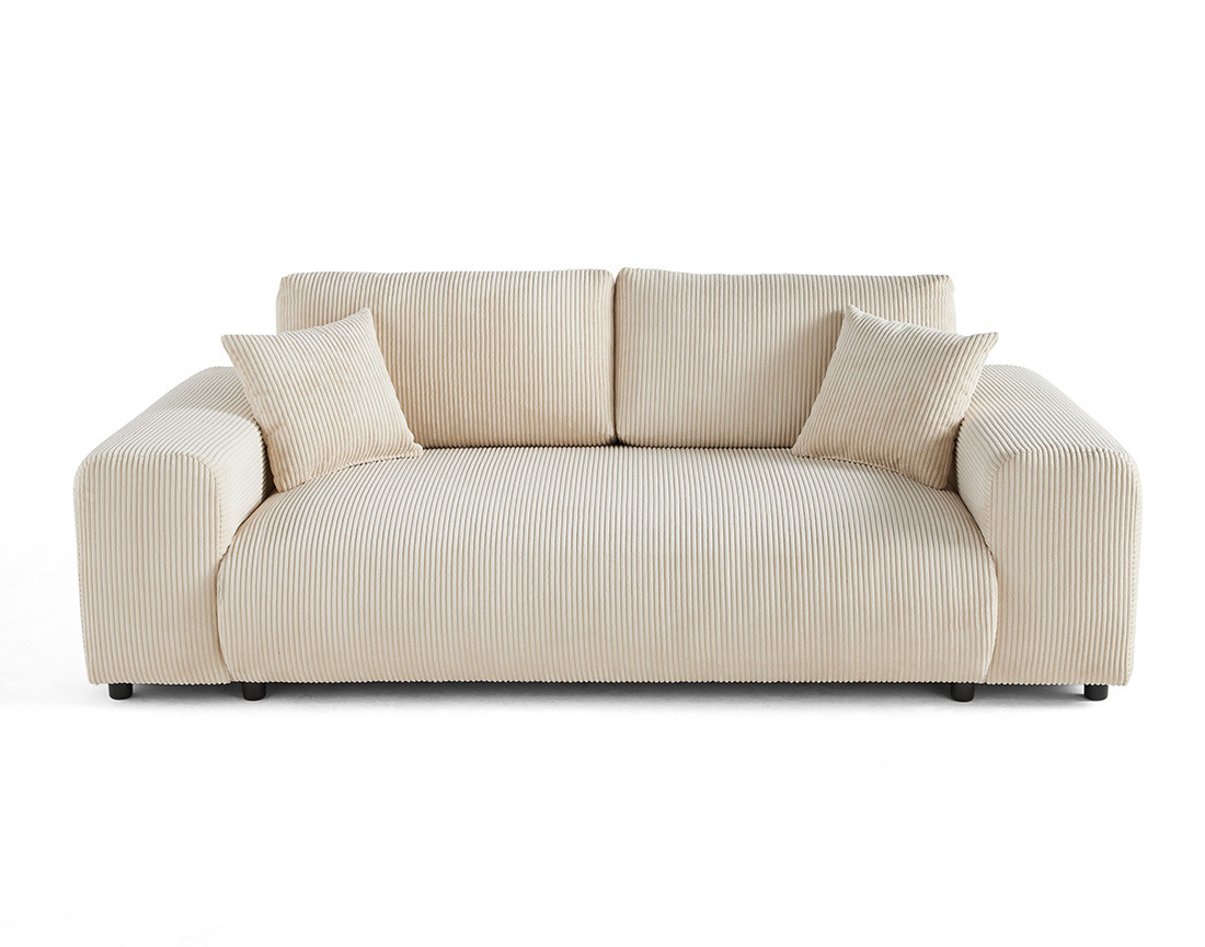 Canapé droit 3 places en velours côtelé Garance