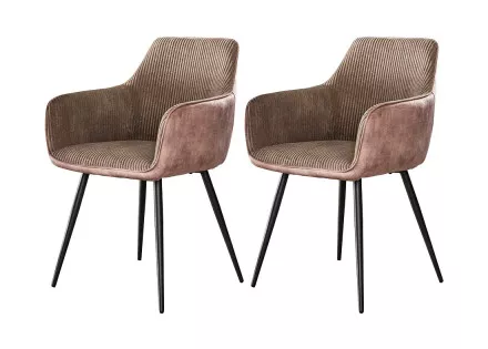 Lot de 2 fauteuils en velours côtelé et velours taupe Lormi