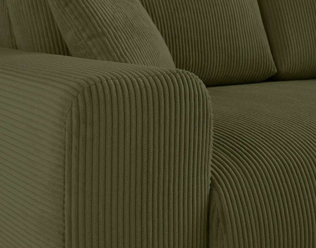 Canapé droit 3 places en velours côtelé Garance