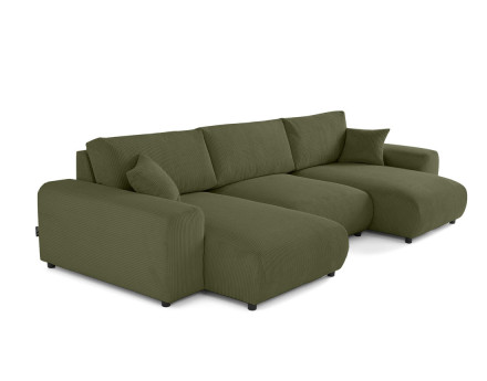 Canapé panoramique en U 7 places en velours côtelé Garance