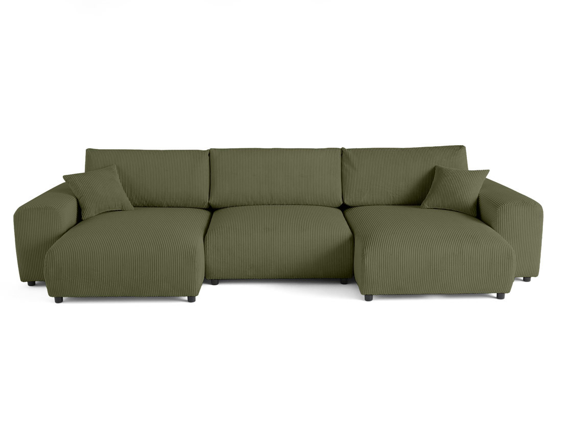 Canapé panoramique en U 7 places en velours côtelé Garance