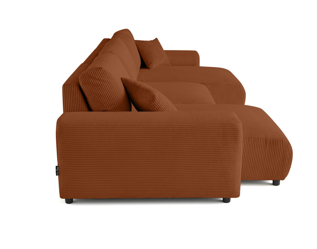 Canapé panoramique en U 7 places en velours côtelé Garance