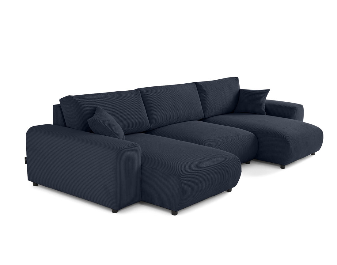 Canapé panoramique en U 7 places en velours côtelé Garance