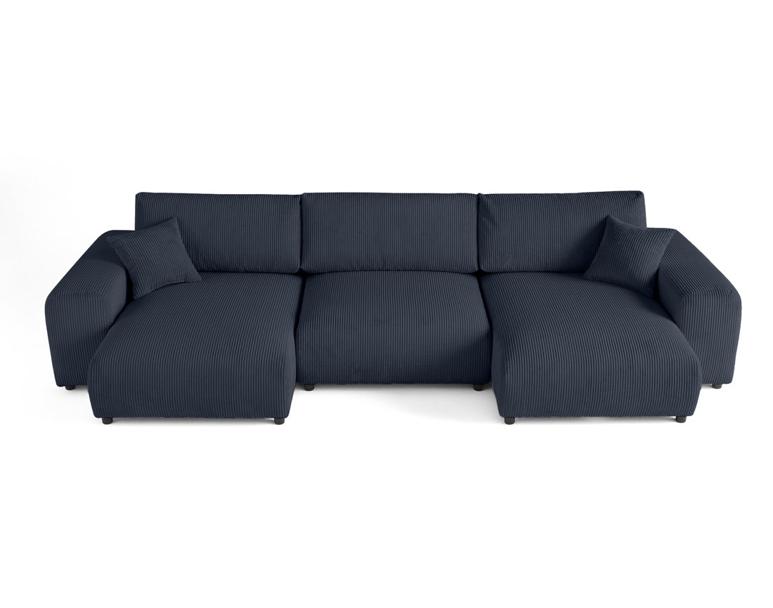 Canapé panoramique en U 7 places en velours côtelé Garance